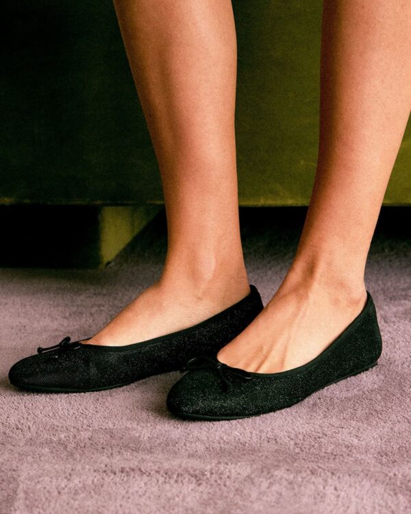 Black Glitter Ballet Flats.