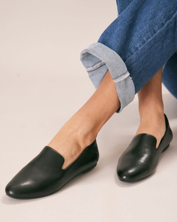 Black Microfiber Loafer Flats
