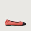 Brick Red Twill Square Toe Ballet Flats - Image 4