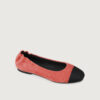Brick Red Twill Square Toe Ballet Flats - Image 5