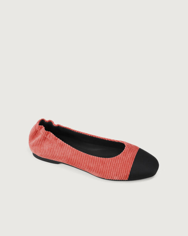 Brick Red Twill Square Toe Ballet Flats - Image 5