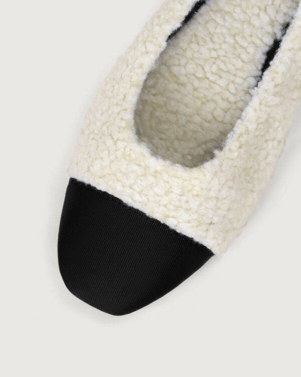 Beige Fleece Square Toe Ballerinas - Image 5