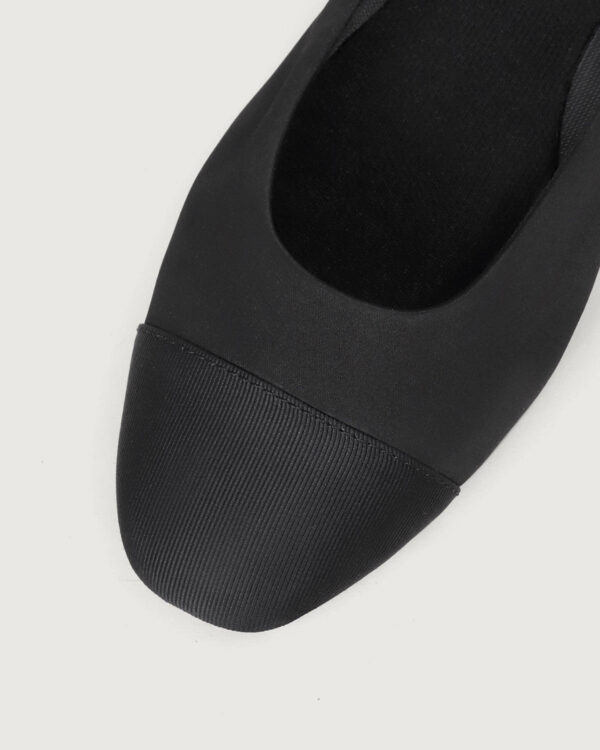 Black Satin Square Toe Ballet Flats - Image 5