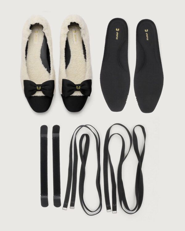 Beige Fleece Square Toe Ballerinas - Image 7